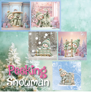 zipper bag panels Peeking Snowman