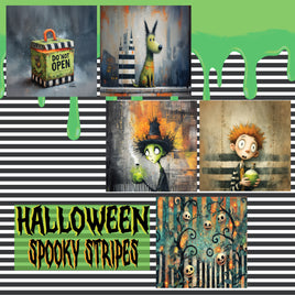 zipper bag panels NEW STYLE Halloween Spooky Stripes