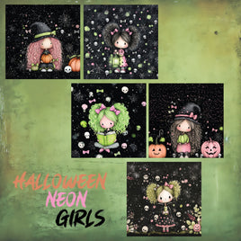 zipper bag panels Halloween Neon Girls