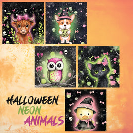 zipper bag panels Halloween Neon Animals