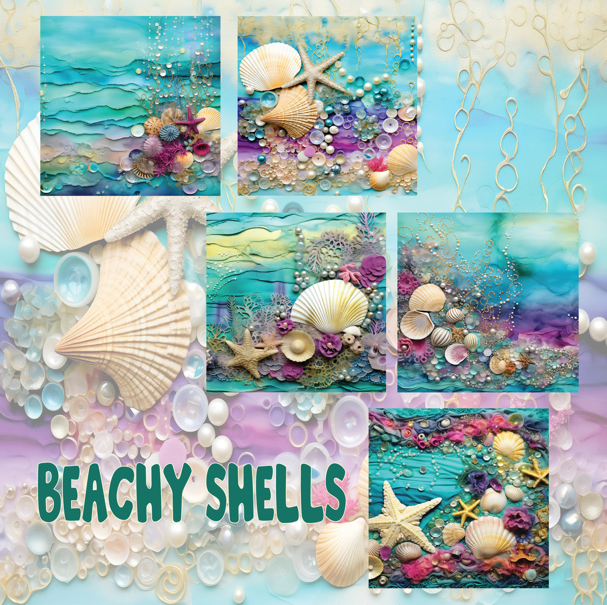 zipper bag panels Beachy Shells| Glitterbugfairy
