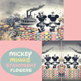 Notebook Cover-7.5x9.75 in Mickey Minnie Steamboat Flowers