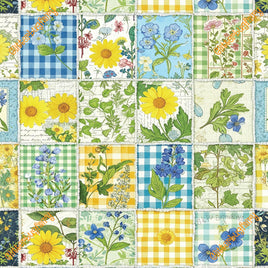 Spring Floral Patchwork Blue and Yellow
