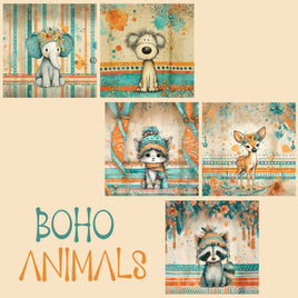 zipper bag panels Boho Animals