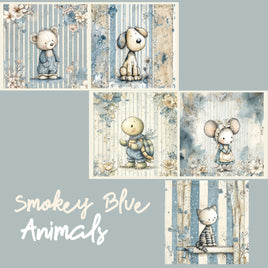 zipper bag panels NEW STYLE Smokey Blue Animals