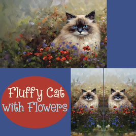 Notebook Cover-7.5x9.75 in Fluffy Cat with Flowers
