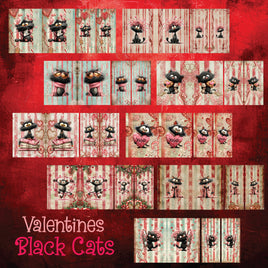 Mini Notebook Covers- Valentine Black Cats