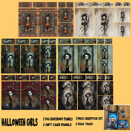 9x6 Crossbody, Gift Card, Chapstick Set, Bag Tags:  Halloween Girls