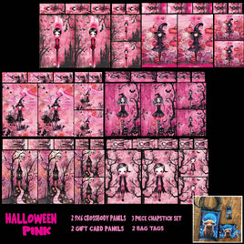 9x6 Crossbody, Gift Card, Chapstick Set, Bag Tags:  Halloween Pink