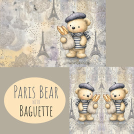 Notebook Cover-7.5x9.75 in Paris Bear with Baguette