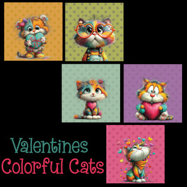 zipper bag panels NEW STYLE Valentines Colorful Cats