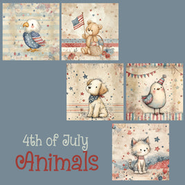 zipper bag panels 4th of July Animals