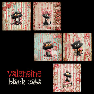 zipper bag panels Valentine Black Cat