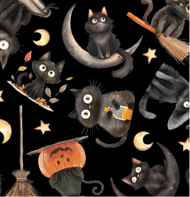 Halloween Black Cats on Black