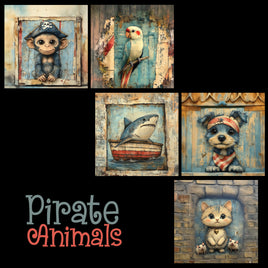zipper bag panels Pirate Animals