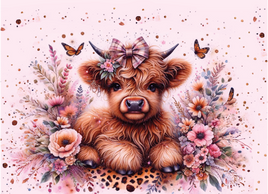 Glitterbug Big Bundle Highland Cow Pink Flowers