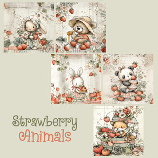 zipper bag panels Strawberry Animals