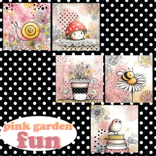 zipper bag panels Pink Garden Fun