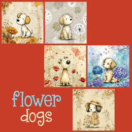 zipper bag panels Flower Dogs