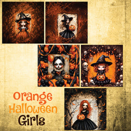 zipper bag panels Orange Halloween Girls