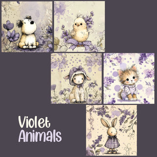 zipper bag panels Violet Animals
