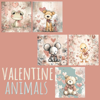 zipper bag panels Valentine Animals