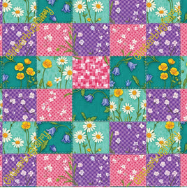 Spring Floral Patchwork Pink Purple Aqua