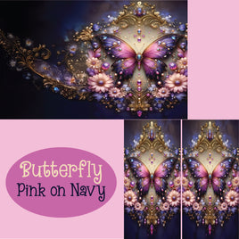 Notebook Cover-7.5x9.75 in Butterfly Pink on Navy