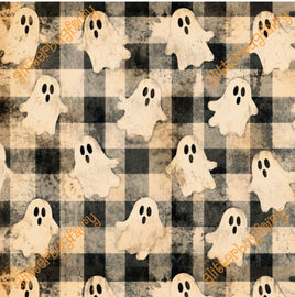Grunge Halloween Ghost Plaid