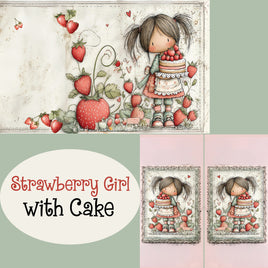 Notebook Cover-7.5x9.75 in Strawberry Girl with Cake