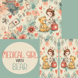 Notebook Cover-7.5x9.75 in Medical Girl with Bear