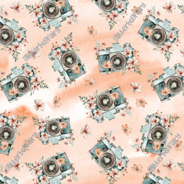 Camera Floral on Peach