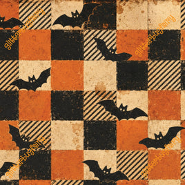 Grunge Halloween Bat Checkerboard