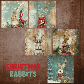 zipper bag panels Christmas Rabbits