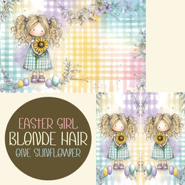 Notebook Cover-7.5x9.75 in Easter Girl Blonde Girl One Sunflower