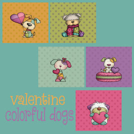 zipper bag panels NEW STYLE Valentine Colorful Dogs