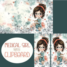 Notebook Cover-7.5x9.75 in Medical Girl with Clipboard