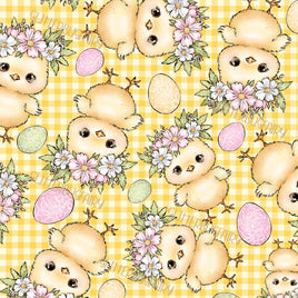 Easter Chicks and Eggs on Yellow