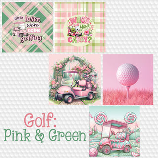 zipper bag panels Golf Pink and Green