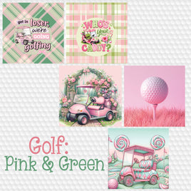 zipper bag panels Golf Pink and Green