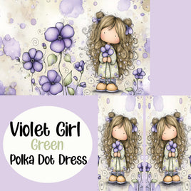 Notebook Cover-7.5x9.75 in Violet Girl Green Polka Dot Dress