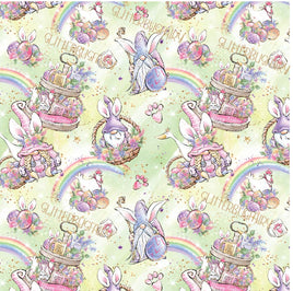 Easter Bunny Gnomes with Rainbows on Green