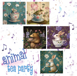 zipper bag panels NEW STYLE Animal Tea Party