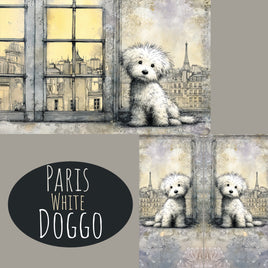Notebook Cover-7.5x9.75 in Paris White Doggo