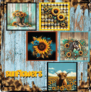 zipper bag panels Sunflowers