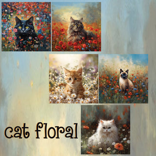 zipper bag panels Cat Floral
