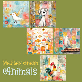 zipper bag panels Mediterranean Animals
