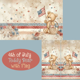 Notebook Cover-7.5x9.75 in 4th of July Teddy Bear with Flag
