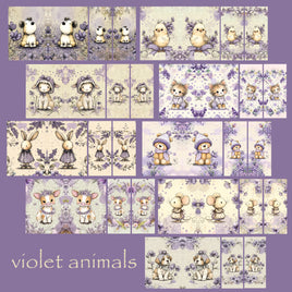 Mini Notebook Covers- Violet Animals