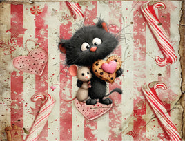 Tote Panel Valentine Black Cat Give a Mouse a Cookie